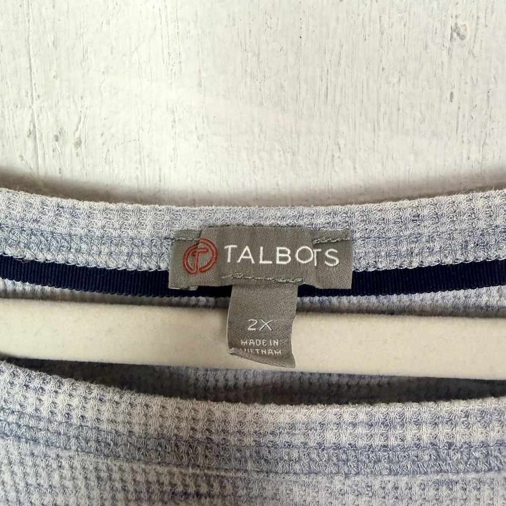 T by Talbots Thermal Top Blue Long Sleeve Casual Weekend Cozy Athleisure 2X - Picture 10 of 13